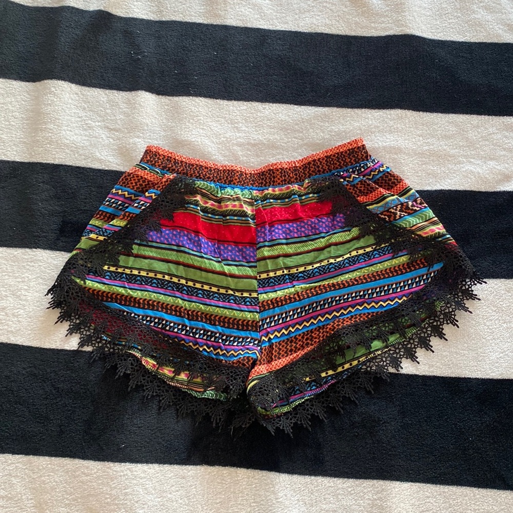 Women’s multi color tribal print shorts